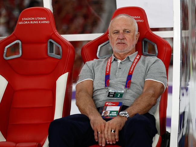 JAKARTA, INDONESIA - SEPTEMBER 10: Head Coach Graham James Arnold of Australia looks on during the FIFA World Cup Asian 3rd Qualifier Group C match between Indonesia and Australia at Gelora Bung Karno Stadium on September 10, 2024 in Jakarta, Indonesia. (Photo by Robertus Pudyanto/Getty Images)