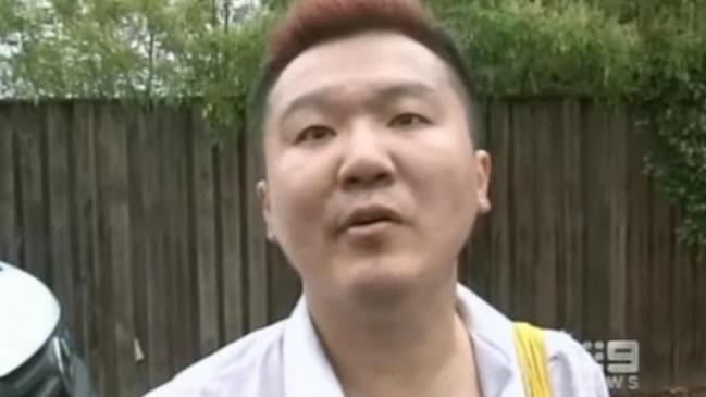 Roger Dean was interviewed outside Quakers Hill nursing home after the fire. Picture: Nine News 