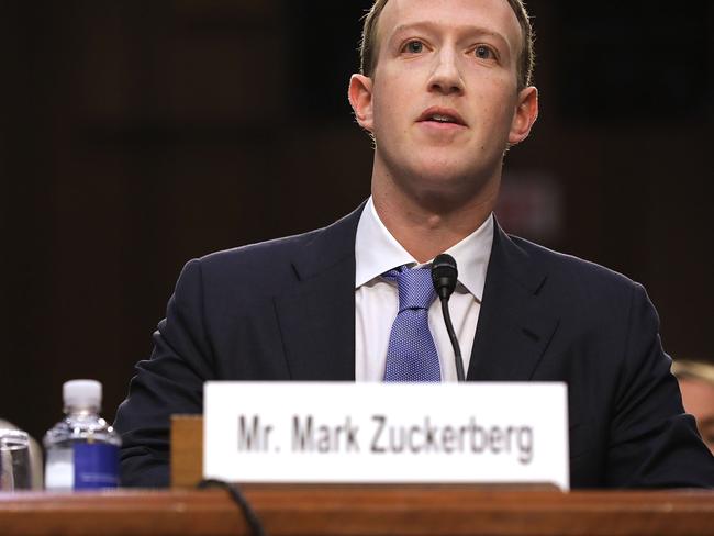 Facebook co-founder, chairman and CEO Mark Zuckerberg testifies before a combined Senate Judiciary and Commerce committee hearing on Capitol Hill. Picture: Chip Somodevilla/Getty Images/AFP