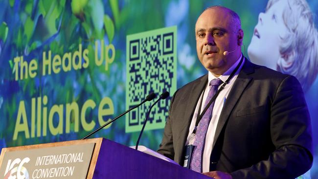 Dany Elachi from the Heads Up Alliance addresses the Social Media Summit at ICC Darling Harbour Sydney. Picture: NewsWire / John Appleyard