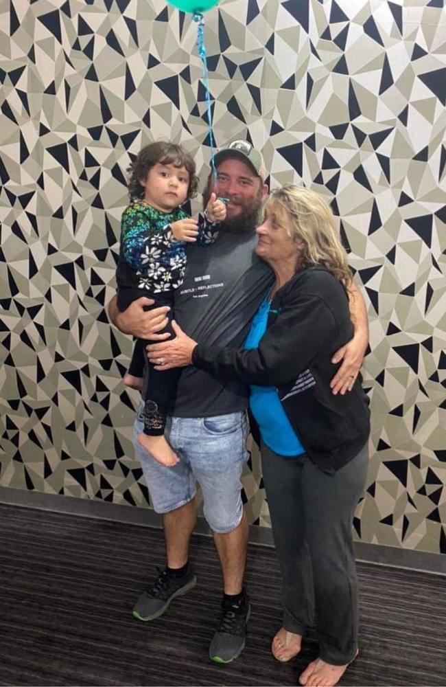 Missing woman Tahnee Shanks 's daughter Adelynn, 2, has arrived in Mackay with her uncle Ben Shanks and grandmother Leanne – meeting her cousins for the first time.