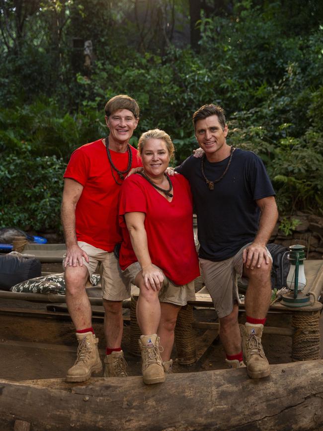 Richard Reid, Yvie Jones and Shane Crawford on the South African jungle set of I'm A Celebrity... Get Me Out Of Here!