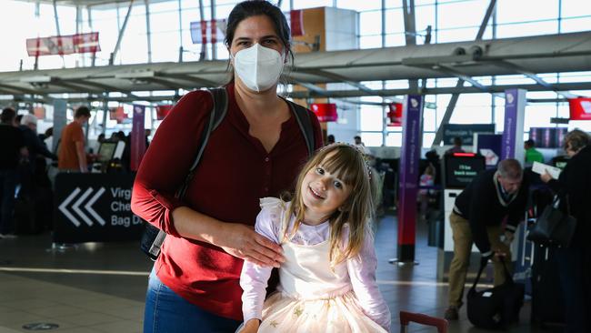 Jennifer Poehl and her daughter Evie have experienced significant delays while travelling. Picture: Gaye Gerard / NCA Newswire