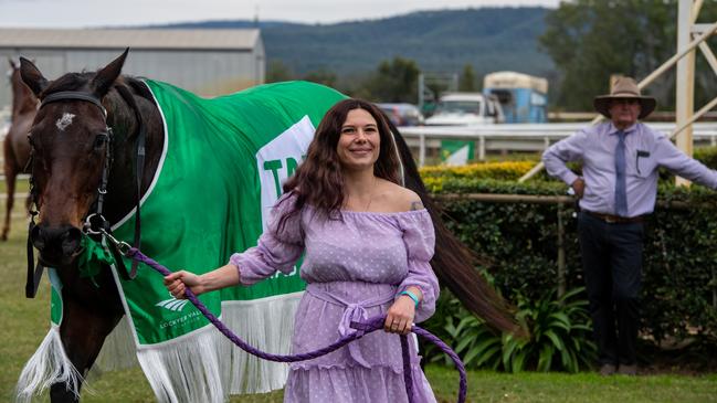 Billie-Rose Andrew leads Hellava Babe after winning the Gatton Cup, Saturday, June 26, 2021. PHOTO Ali Kuchel