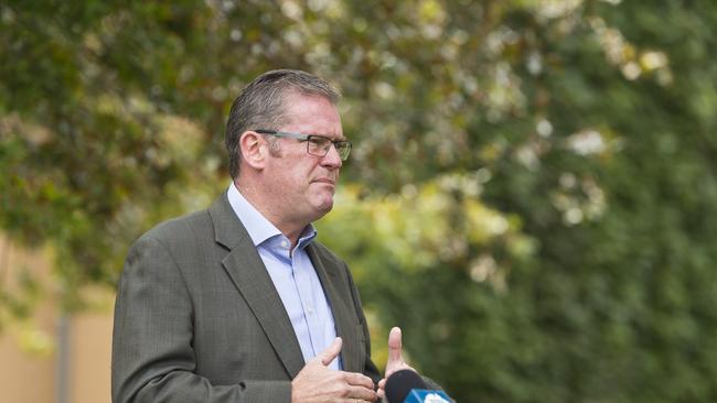 Groom MP John McVeigh speaks to media at a TRC COVID-19 coronavirus Toowoomba response update, Thursday, April 9, 2020. Picture: Kevin Farmer