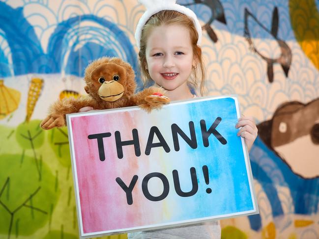 RCH Good Friday Appeal. Patients at Royal ChildrenÃs Hospital. Larni Easton 6yrs says Thank You. Picture: Ian Currie