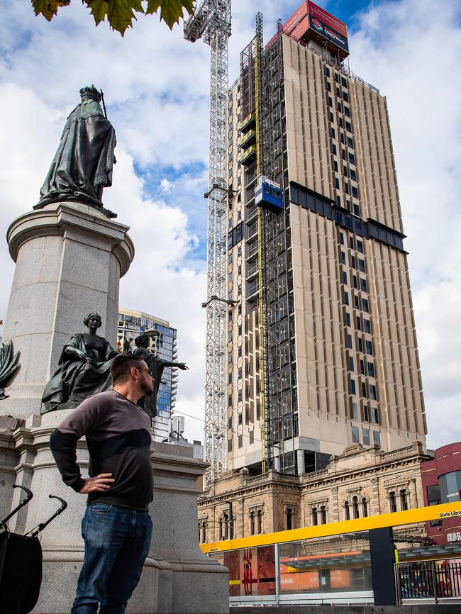 And the building taking shape yesterday. Picture: Tom Huntley