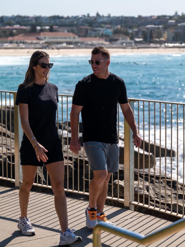 David and Candice Warner at Bondi Beach, in a new Tourism Australia campaign targeting Indian travellers