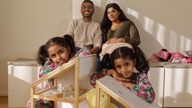 Haridev Nadarajan reveals what kept him and wife Barathi Loganathan as well as their girls Yaalynie, 7, and Ahanya, 5, going as they built a new home during the midst of a national building crisis. Picture: Valeriu Campan.