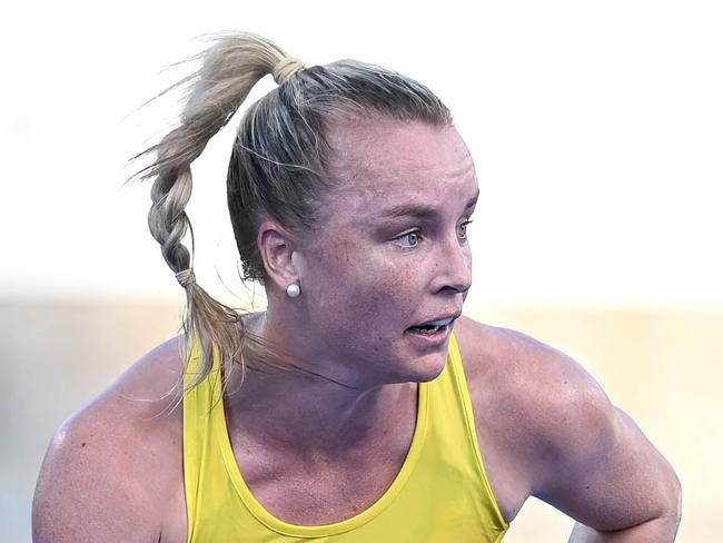 SYDNEY, AUSTRALIA - 2023/02/10: Jane Claxton of Australian Women's Hockey team in action during the International Hockey Federation Pro League Australia Vs China game held at the Sydney Olympic park Hockey Centre. Final score Australia 3:1 China. (Photo by Luis Veniegra/SOPA Images/LightRocket via Getty Images)