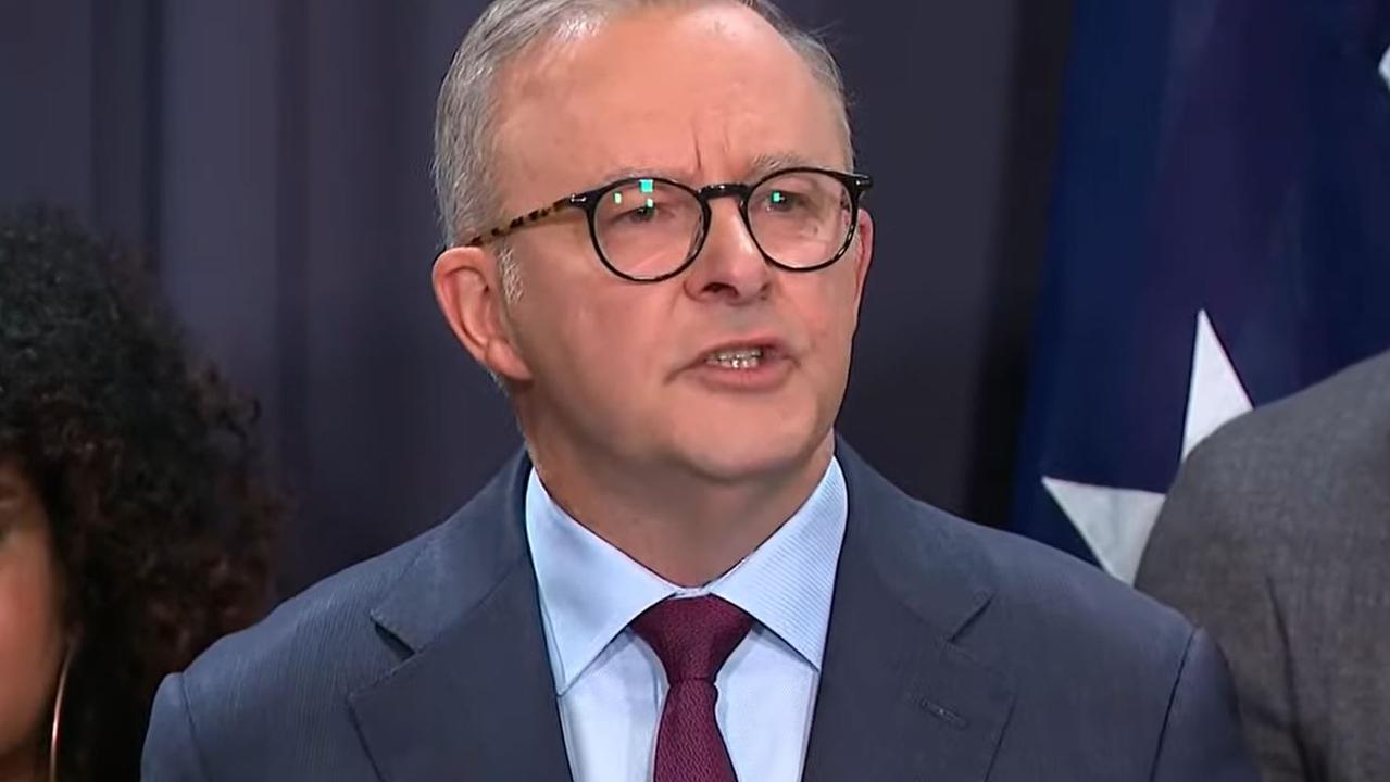 Anthony Albanese teared up while revealing the question on Thursday. Picture: ABC
