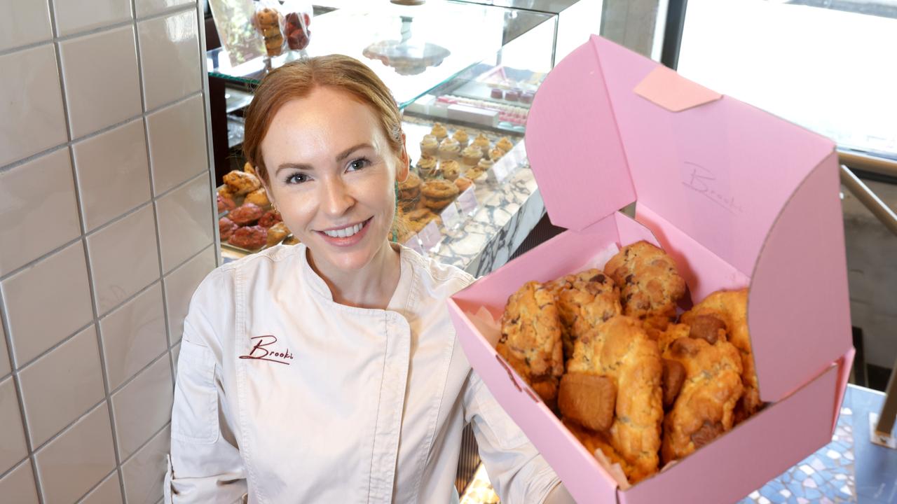 Brooke Saward with some of her in-demand cookies at Brooki Bakehouse. Picture: Steve Pohlner