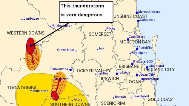 A very dangerous storm is impacting the Darling Downs.