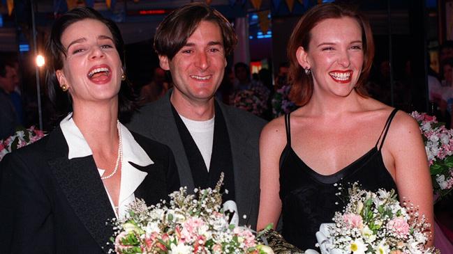 Griffiths with director P.J. Hogan and Collette at film premiere of <i>Muriel's Wedding </i>in 1994. (Picture: Supplied)