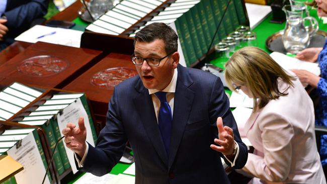 Premier Dan Andrews speaks at Victorian parliament question time. Picture: Nicki Connolly