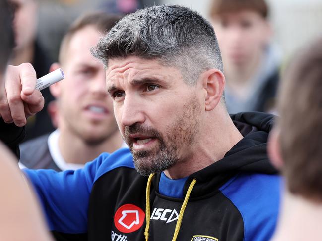 WRFL Football :  Caroline Springs v Altona at Taylors Run Oval.  9th July 2022.  Caroline Springs seniorÃs coach Brodie Holland. Picture : George Salpigtidis