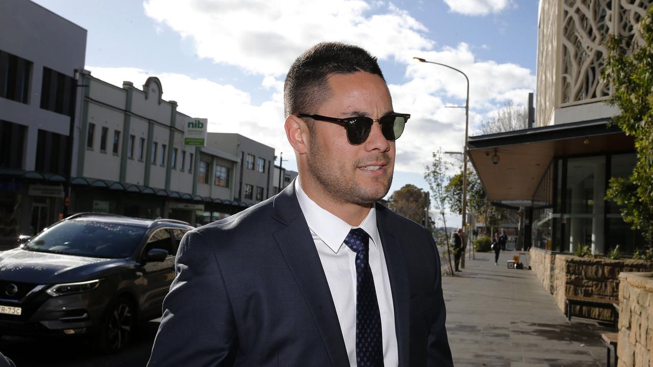 Jarryd Hayne arrives at court in Newcastle in 2019. (AAP Image/Darren Pateman)