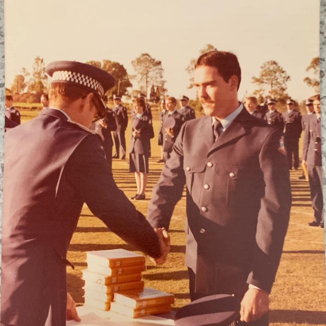 Meaghan Scanlon’s father Phil being sworn in to the QPS.