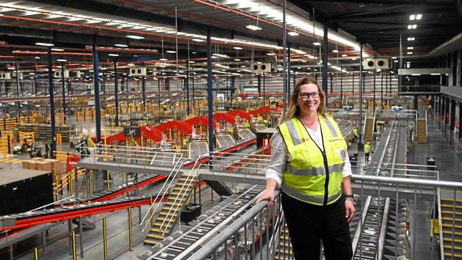 Australia Post Queensland, South Australia and Northern Territory deliveries general manager Angela Creedon inside the new parcel facility and delivery centre in Redbank. Picture: Rob Williams