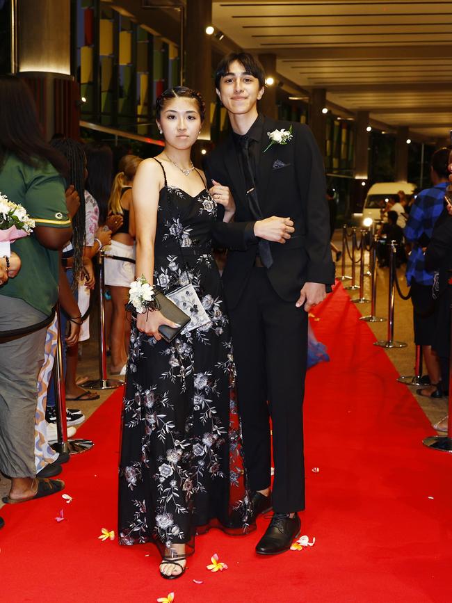 Tatsuki Bando and Christian McKenzie at the Trinity Bay High School formal evening, held at the Cairns Convention Centre. Picture: Brendan Radke