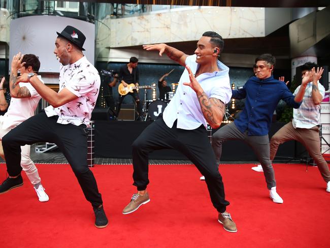 Justice Crew perform on the red carpet.