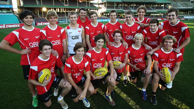 Michael Dickson (top right) was a part of the Sydney Swans Academy with future AFL players Jordan Foote, Abe Davis and Isaac Heeney. Picture: Phil Hillyard