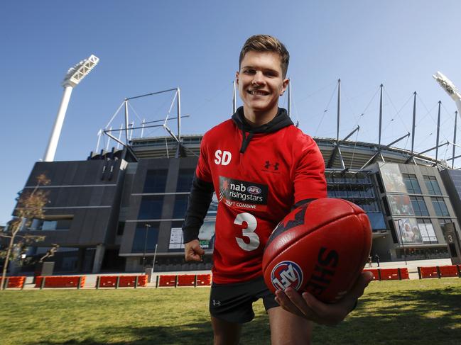 Connor Budarick of the Gold Coast Suns Academy poses for a photo at the Melbourne Cricket Ground on October 01, 2019 in Melbourne, Australia. (Photo by Dylan Burns/AFL Photos)