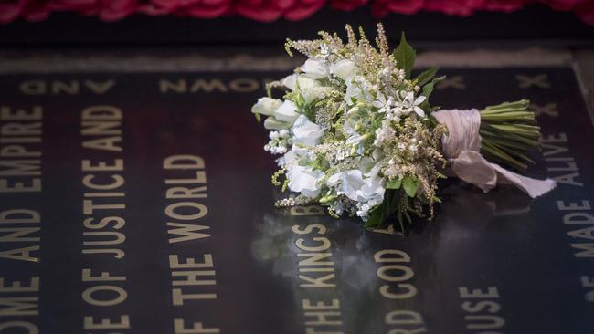 The bouquet now rests on the grave of the Unknown Warrior. Picture: Victoria Jones/WPA Pool/Getty Images