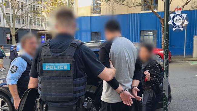 Video footage of a man being arrested for his alleged involvement in assisting 15 Chinese nationals who arrived in Australia by boat in a remote part of Western Australia. Picture: Australian Federal Police