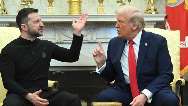 US President Donald Trump and Ukraine's President Volodymyr Zelensky meet in the Oval Office of the White House. Picture: SAUL LOEB / AFP