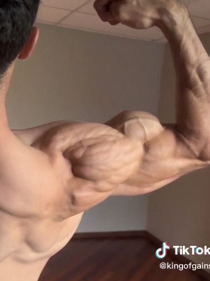 Influencer @kingofgains inspires young men to bulk up via TikTok. Picture: TikTok