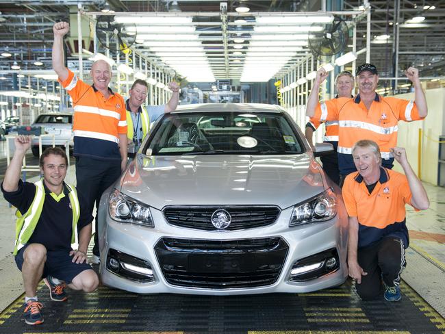 Glory days ... The 50,000th VF Commodore comes off the production line after its first 10 months in March last year.