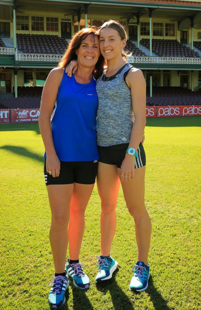 Olympic 400m runner Jessica Thornton with her mother Sarah at the Sydney Cricket Ground.