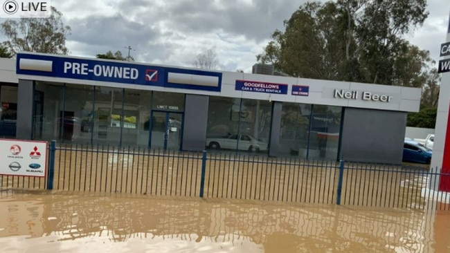 Neil Beer car dealership in Seymour was flooded in October 2022. Picture: Supplied.