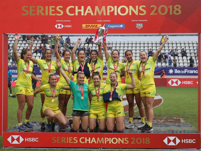 Australia celebrate after being crowned champions in Paris. Picture: Getty Images