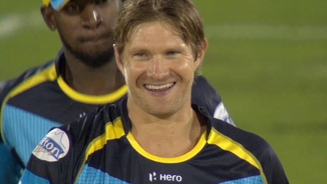 Shane Watson took three wickets for St Lucia Zouks against the Trinbago Knight Riders.