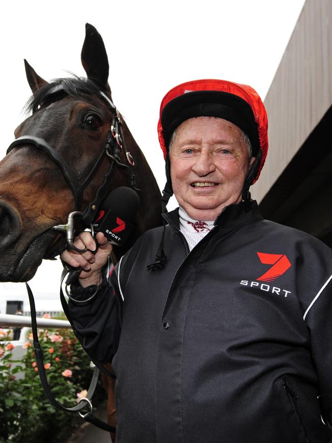 John Letts with his horse Banjo at Flemington. Picture: Stephen Harman