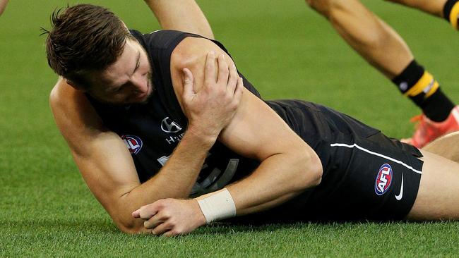 Dale Thomas’ injury hurts, but won’t cripple the Blues’ forward line. Picture: Colleen Petch