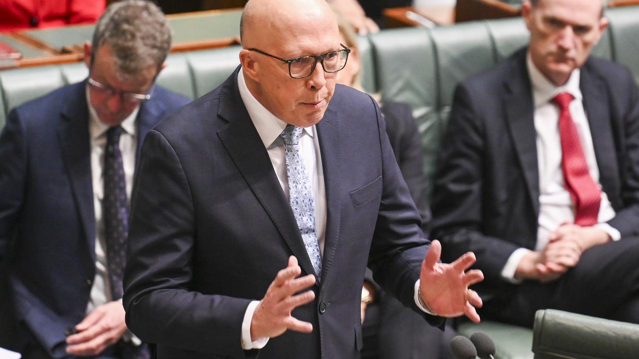 Opposition Leader Peter Dutton during question time at Parliament House in Canberra. Picture: Martin Ollman/NewsWire