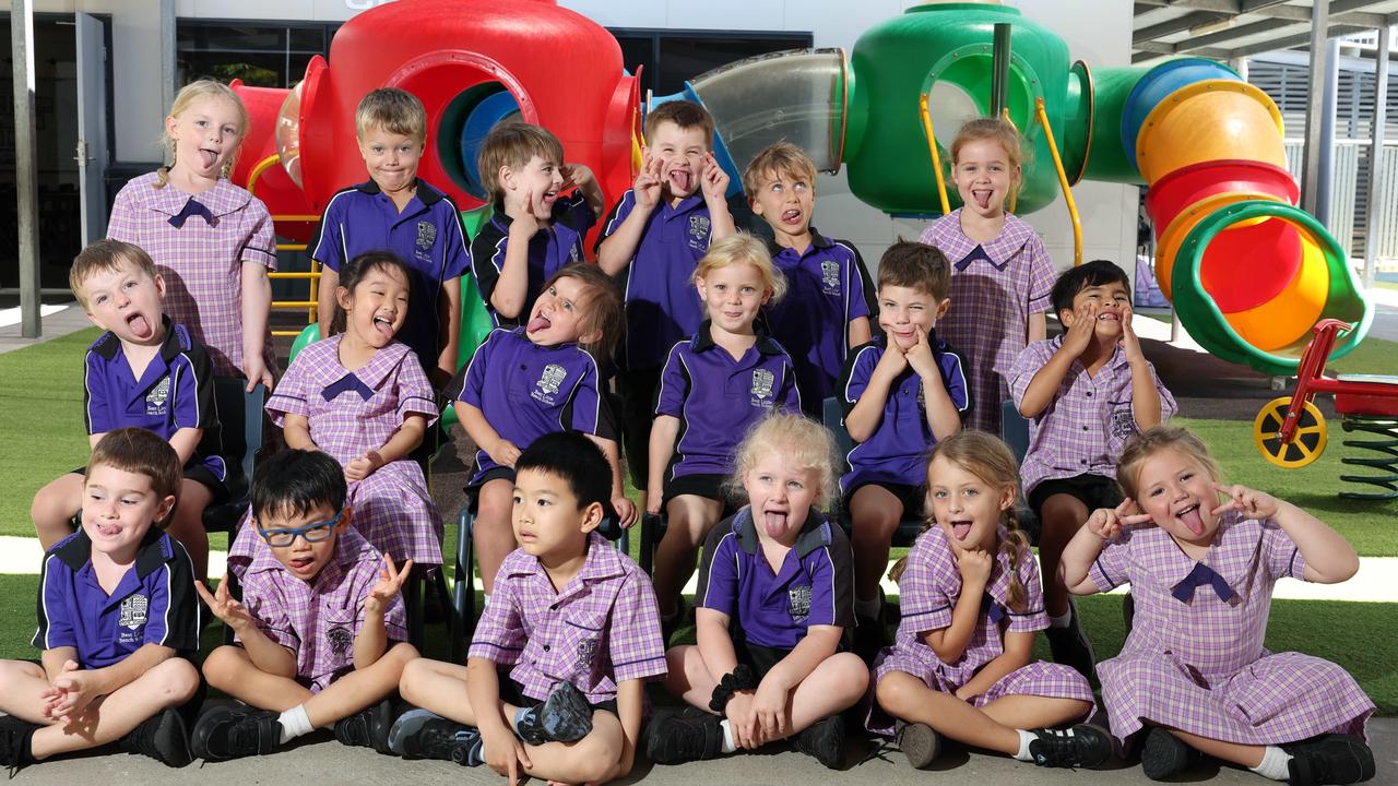 My First Year: Broadbeach State School Prep M. Front row: TJ, Harry, Andy, Amelia, Blake, Lilah. Middle row: Brodie, Rosylia, Georgia, Lexi, Aston, Lennox. Back row: Laura, Bowe, Noah, Bruce, Ethan, Sienna. Picture Glenn Hampson