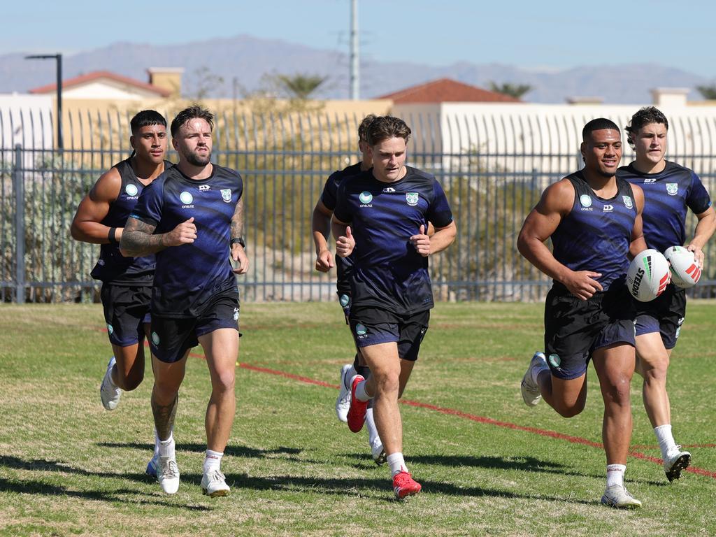 Warriors players training at James Regional Sports Park in Las Vegas. Picture: Getty Images