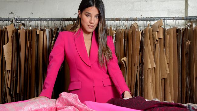 Fashion designer Effie Kats at her Coburg studio and factory. Picture: Andrew Henshaw