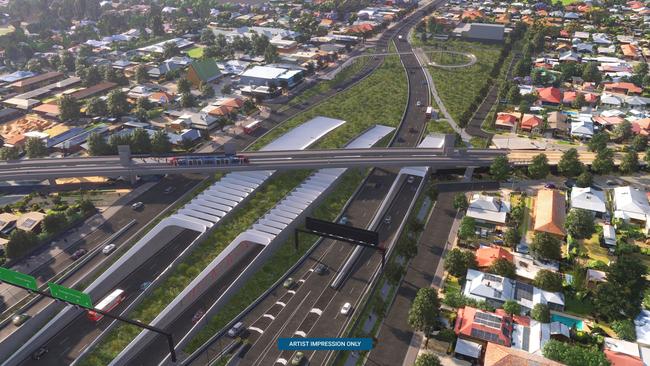 An artist impression showing the northern entry and exit points of the Southern Tunnels. The tunnels will surface at Glandore. Supplied: SA Government