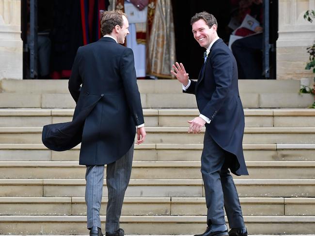 The groom Jack Brooksbank and his brother Thomas. Picture: AFP