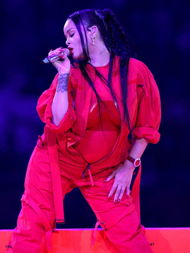 Rihanna performed pregnant. (Photo by Gregory Shamus/Getty)