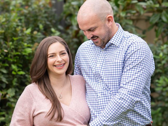 Thursday 15th May, 2025. Photo: Radio presenter Stacey Lee & her husband Ben. The pair are preparing to welcome their first child next month. Stacey goes on maternity leave at the end of May. Picture: Tim Joy