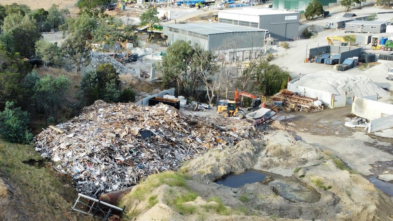 A photo of the Spectran Group site at Risdon Vale, taken on February 27, 2024. Image shows a large pile of waste. Image: Supplied.