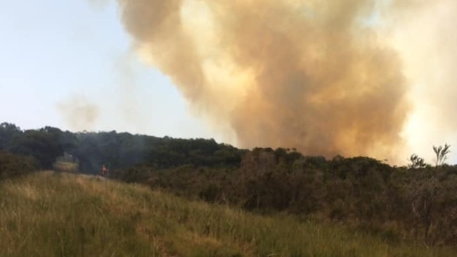 An out-of-control bushfire burns on French Island. Picture: Supplied