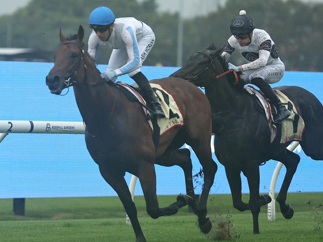 SYDNEY, AUSTRALIA - DECEMBER 07: Ashley Morgan riding Private Harry wins Race 1 Petaluma during Sydney Racing at Rosehill Gardens on December 07, 2024 in Sydney, Australia. (Photo by Jeremy Ng/Getty Images)