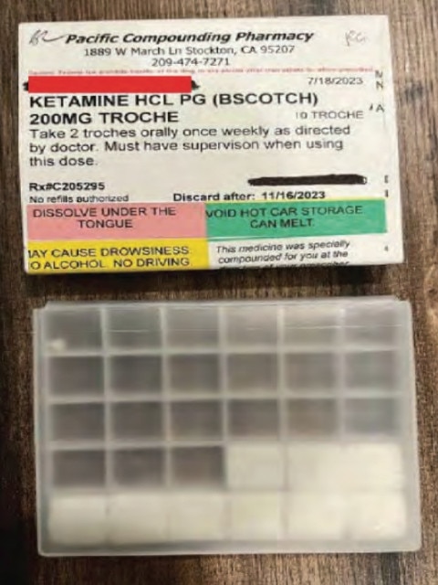 Chavez allegedly sent a photograph of ketamine lozenges previously obtained by writing a fraudulent prescription. Picture: Supplied